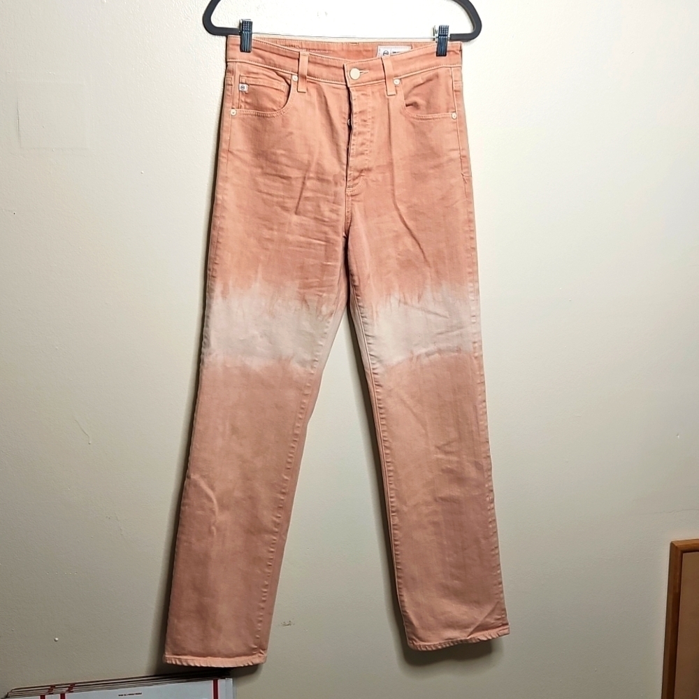 AG Adriano Goldschmied Alexis High Rise Straight Peach White 30